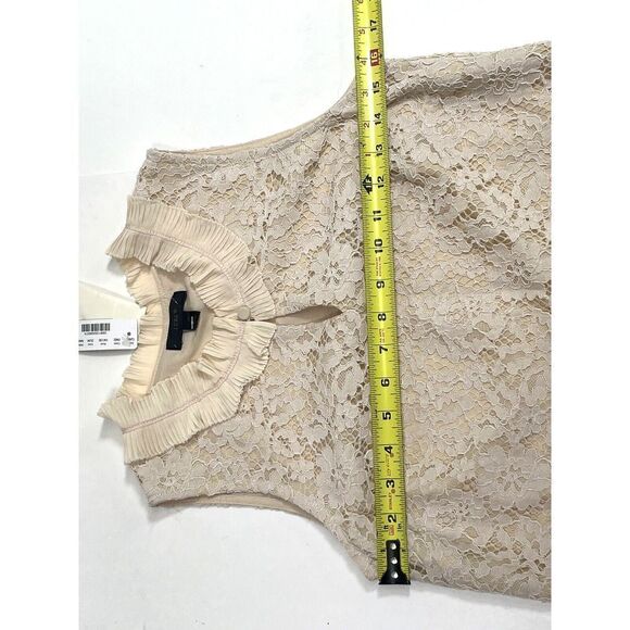J. Crew Small Tall Cream Ivory Beige Lace Ruffle Neck Sleeveless Keyhole Top New - Picture 13 of 16